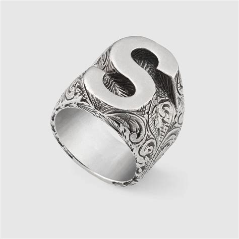 gucci logo ring silver|Gucci alphabet ring.